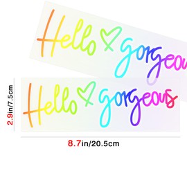 TOCCOOL Hello Gorgeous Vinyl Stickers, Colorful Car and Laptop Stickers for Rearview Mirrors and Windshields (6 Pcs)