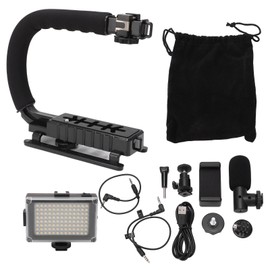 DV Bracket Stabilizer Kit Professional Handheld Video Stabilizer Grip with Mic Fill in Light for Micro Movies