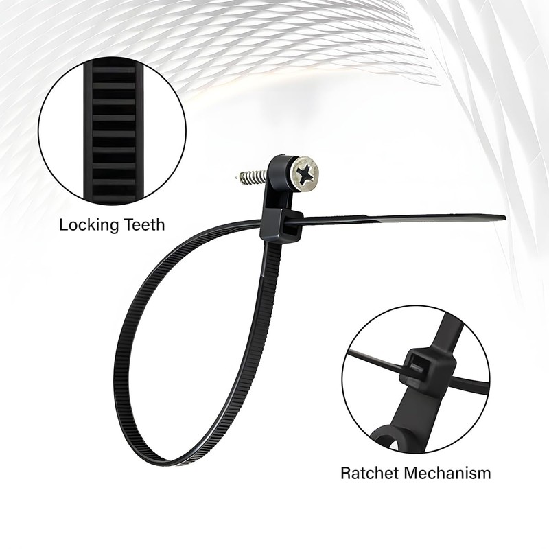Heavy Duty Black Zip Ties with Screw Hole 12 inch