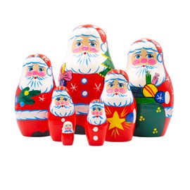 Matryoshka Russian Nesting Doll Babushka Santa Claus Set 7 Pieces Pcs Wooden Hand Painted Souvenir Craft Gift - Matryoshka Doll