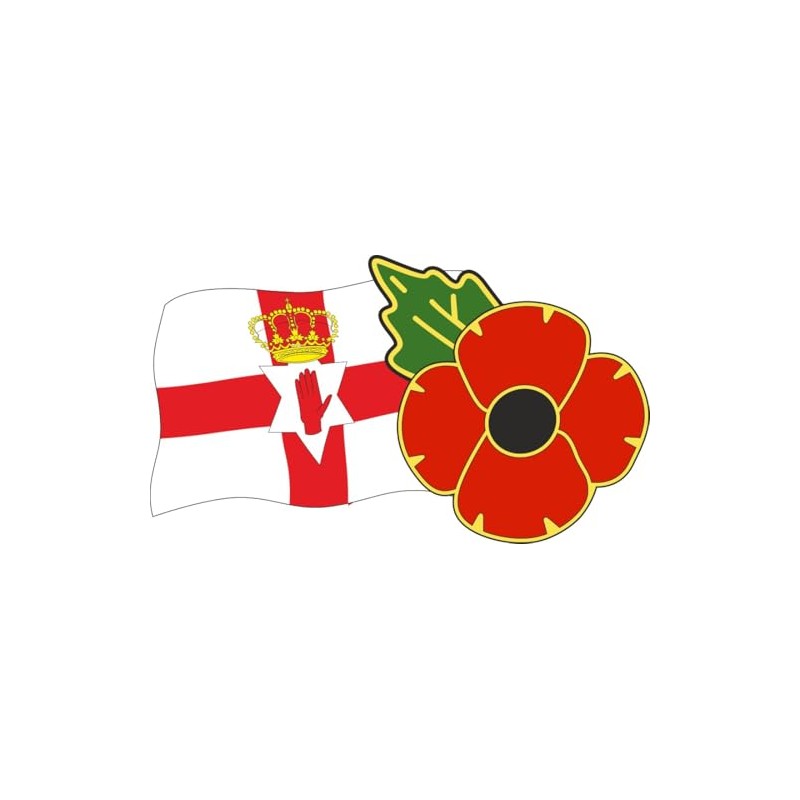 Poppy Day Car Window Sticker with Poppy and Ulster Flag