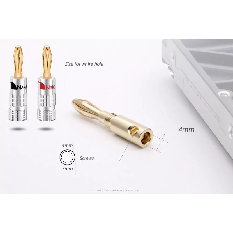 Nakamichi 2 Conectores Banana Plug Audio Bocinas Nakamichi Oro 24k