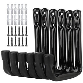 Oenothera 6 Pieces Ladder Hooks with Anchors Screws, Garage Storage Heavy Duty J Hooks, Heavy Duty Garage Storage Utility Hooks for Organizer to Folded Chairs, Power Tools, Garden Hoses