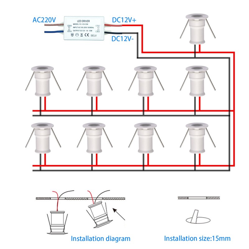 902 30°LED mini Spotlight,DC12V 1W,80Ra,75lm,Small Size,Embedded Installation,Suitable for Cabinet Lighting