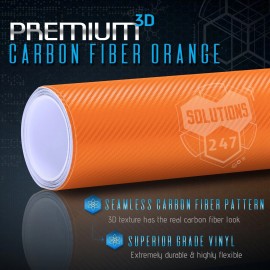 Premium Top Grade Real Sheet Overlay 60"x72" In Vinyl Wrap Bubble Free Air Release - 3D Orange Carbon Fiber Matte