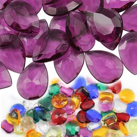 25x18mm Purple CH22 Teardrop Acrylic Pirate Treasure Gems Plastic Jewels For Party & Games, Table Scatter, Vase Fillers, Wedding Decor Gemstones Favors - 40 Pieces