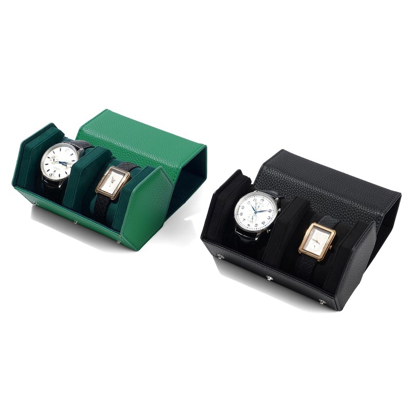 Oirlv B01901 Watch Case, 2 Pieces, PU Leather, Mini, Portable,