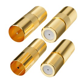 Mygatti Set of 4 Gold-Plated Antenna Adapters - 2 x F Female to Antenna Plug IEC and 2 x F-Female to Antenna Socket IEC High Quality Adapter Set for Coaxial Antenna Connector Coupling