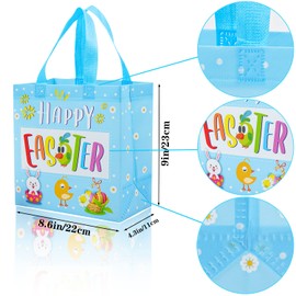 JWSCYSY JWSCYSY 6Pcs Easter Non-woven Bags with Handle, Happy Easter Gift Bags for Kids, Treat Bags Rabbit Bunny, Reusable Easter Goodie Bags-Waterproof