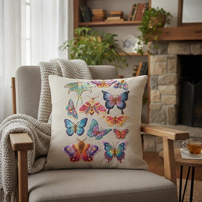 4 Sheets Stick and Stitch Embroidery Paper Patterns, Butterflies Stabilizer