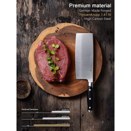 Linoroso Meat Cleaver Knife 7.5 inch Butcher Knife, Sharp Chinese Cleaver Kitchen Chef Knife with German High Carbon Stainless Steel Blade,Full Tang,Ergonomic Handle- Classic Series