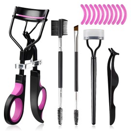 Kit profesional de rizador de pestañas para mujeres, herramienta de maquillaje duradero, con 10 almohadillas de recarga de silicona y cepillo de...   