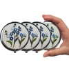 Leimandy 4-Pack Embroidered Bridesmaid Compact Mirrors - Double-Sided 1x/2x Magnifying