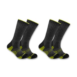 Carhartt Men's Midweight Synthetic-Wool Blend Boot Sock 2 Pack, Charcoal Heather, Large