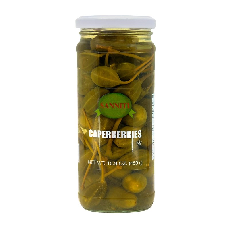 Sanniti Spanish Caperberries (Caper Berries) in Vinegar and Salt Brine