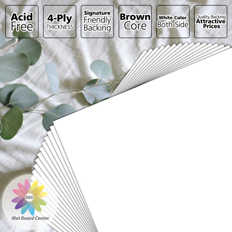 Mat Board Center, 10 Pack 4x6 White Backing Boards, Cardboard