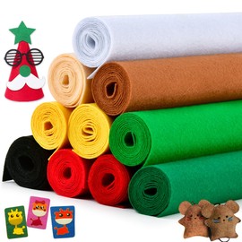 OTYMIOW 10 Rolls Christmas Colors Felt Fabric Sheets, 7.87x35Inch Thick Stiff Felt Sheets,1mm Felt Fabric Sheet Crafting Felt, Felt Fabric for DIY Christmas Decoration Sewing Craftwork Patchwork