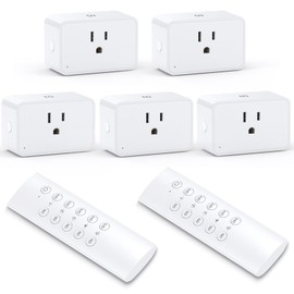 G-Homa Remote Control Outlet, Wireless Electrical Outlets Switch Plug for Household Appliances, Christmas Lights, 100FT Long Range, Learning Code, 1875W/15A, FCC & ETL Listed (5 Sockets+2 Remotes)