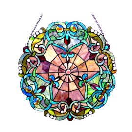 RADIANCE goods Tiffany-Glass Victorian Window Panel 20"