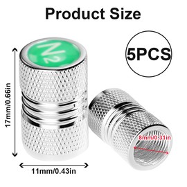 Ruayia Valve Caps Car 5 Pieces, Car Valve Cap Aluminium Metal with Seal for Stable Tyre Pressure, Car Valve Cap Valve Cover Tyre Valve Caps Car SUV Motorcycle - N2 Green