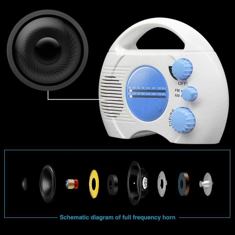 Waterproof Shower Radio Wireless Portable Radio Am/FM Wall Hanging Radio
