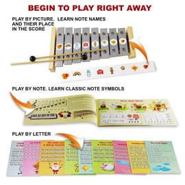 Glockenspiel 8 note - Xylophone 8 Keys with Color Stickers - 23 Color-Coded Cards