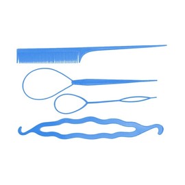 4 Pcs Set Styling Clip Bun Maker Hair Twist Braid Ponytail Tool (Blue)