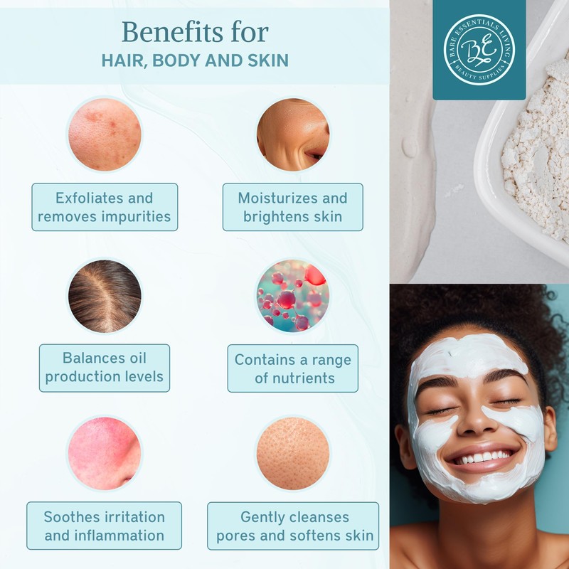 Bare Essentials Living - White Kaolin Clay Powder (12oz) 100%