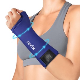 REVIX Wrist Ice Pack Wrap - Hand Ice Pack Sleeve with Extended Coverage, Reusable Cold Therapy Sleeve for Hand, Thumb & Forearm, Comfortable Slip-On Design for Daily Use & Active Recovery, Navy