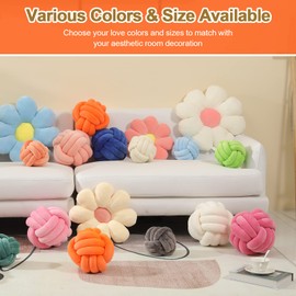ZAKUN Knot Pillow Ball, Soft Round Throw Pillow Cushion Home Decorative Ball Pillows, Handmade Plush Throw Knotted Pillow for Home Décor Play Knot Ball(10.6inches,Orange)