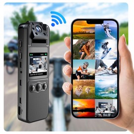 Camcorder, Body Cameras with Audio and Video Recording, 180°Rotatable Lens True HD 1080P 1.3in Screen to Playback Body Cam for Outdoor, Travel Record, Work Records