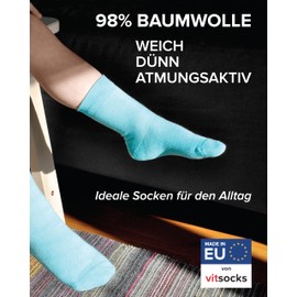 vitsocks Children's Cotton Socks Plain Boys Girls Socks (3 Pairs) Cotton Children's Socks Thin 23-26, 27-30, 31-34, 3 pairs (green, blue, turquoise)