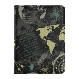 OTVEE Passport Holder,Vintage Globe World Map PU Leather Passport Holder with Card Slot, Passport Wallet RFID Blocking, Passport Cover Passport Case Passport Card Holder for Women Men