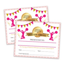 Cheerleading Achievement Award Certificates, Cheer Certificates For Cheerleader, Cheer Team Recognition Awards, Encourage Gifts For Students Kids, Cheerleading Certificate Of Appreciation, 25 Pcs (04)