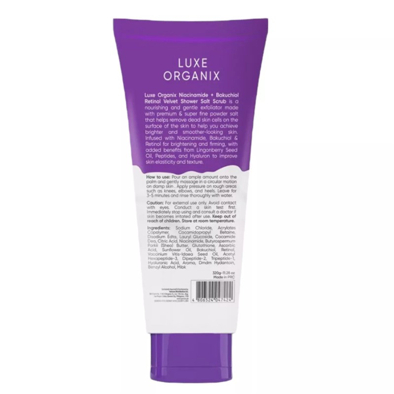 Luxe Organix Niacinamide + Bakuchiol Retinol Velvet Salt Scrub