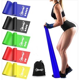 Resistance bands [Set of 5] Skin-Friendly Fitness Exercise Bands with 5 Different Resistance Levels include Carrying Bag and manual-Resistance Bands Set for Women and Men Ideal for Strength Training.