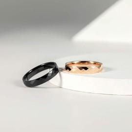 TRUMIUM 4mm Tungsten Rings for Women Black Hammered Men's Wedding Bands Matte Finished Engagement Promise Ring Comfort Fit Size 11.5