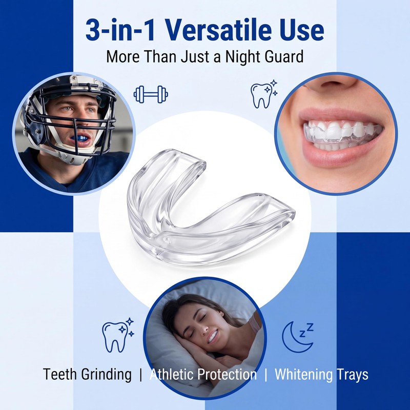 Teeth Grinding Mouth Guard, 2 Sizes Custom Fit for Adults