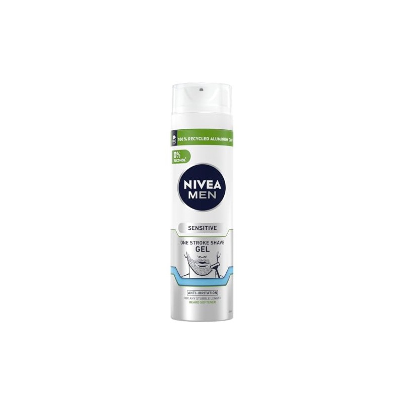 NIVEA MEN Sensitive One Stroke Shave Gel (200ml), Shaving Gel