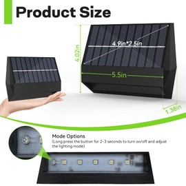 ZCXLIGHT Solar Fence Lights, 4 Pack Fence Lights Solar Powered,Solar Fence Lights Outdoor Waterproof, 3 Modes Brighter Fence Solar Lights for Garden, Deck, Patio, Yard, House Number Sign
