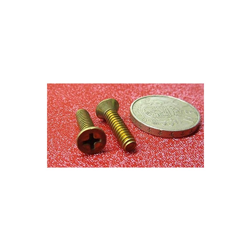 Brass Flat Head Phillips Machine Screws, FT, 10-24 Thread Size