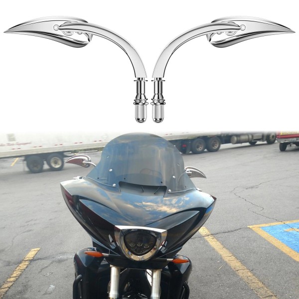 GOODFITMENT Chrome Teardrop Motorcycle Rear View Side Mirrors 10mm For