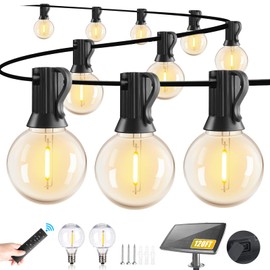 Yusist 120FT Solar String Lights Outdoor Waterproof with Remote, G40 Solar Powered String Lights with 40+2 LED Shatterproof Bulbs, Dimmable Solar Patio Hanging Lights for Outside Backyard Party