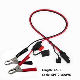 (3PACK)1.5FT 12V Battery Alligator Clip to SAE 2Pin Quick Disconnect Cable SAE to Battery Clamp Cable 7.5A Fuse