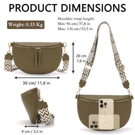 Vezluax 30x20cm bumbag for women fashion waist packs large bum bag women's Crossbody Bag Stylish fanny pack for women with Wide Strap Olive-Green