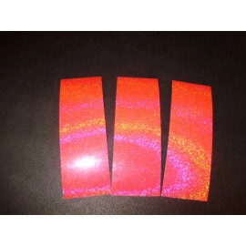 The Fishing Lure Tape Company 2" x 6" 3PK  Flasher & Spoon Holographic Super Fine Glitter Fishing Lure Tape - Florescent Pink