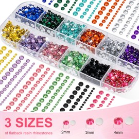 Canvalite 11000 Pcs Colorful Resin Rhinestones for Nails, Multi-Size 2/3/4/5/6mm Flatback Crystal Gems for Nail Art, Face & Eye Makeup, Bedazzling Crafts, with B7000 Glue & Pickup Tools