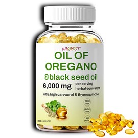 WUJECT Oil of Oregano Softgels, 180 Count | 2 in 1 Formulated with Black Seed Oil, 4X Strength Carvacrol & Thymoquinone | Non-GMO(1 Pack)