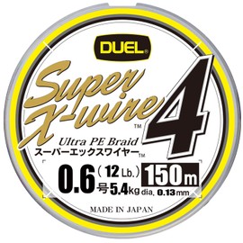 Duel H3585N-5CR PE Line Super X-Wire 4 Fishing Line, Fishing Gear, High Strength, High Sensitivity, No. 0.6, 164.0 yd (150 m), 5 Colors, Yellow Marking