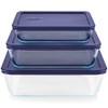 Pyrex Simply Store (3-Pack) Rectangular Glass Food Storage Containers Set,